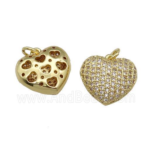 copper Heart pendant pave zircon, gold plated