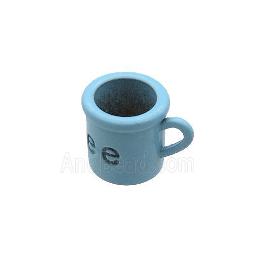 copper CoffeeCup pendant with blue fire lacquered