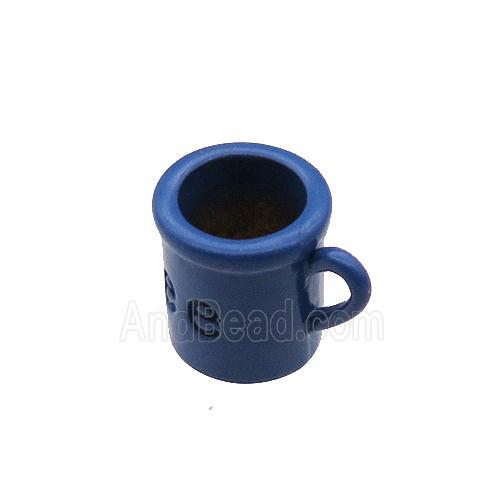 copper CoffeeCup pendant with navyblue fire lacquered