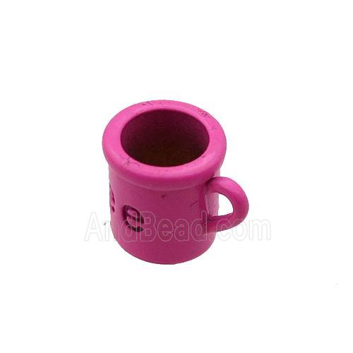 copper CoffeeCup pendant with hotpink fire lacquered