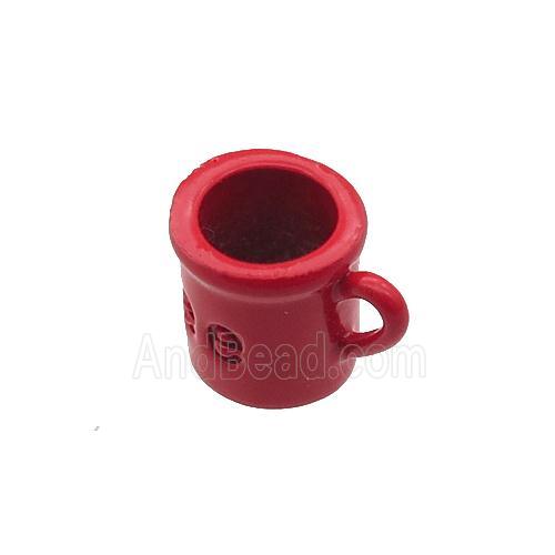 copper CoffeeCup pendant with red fire lacquered