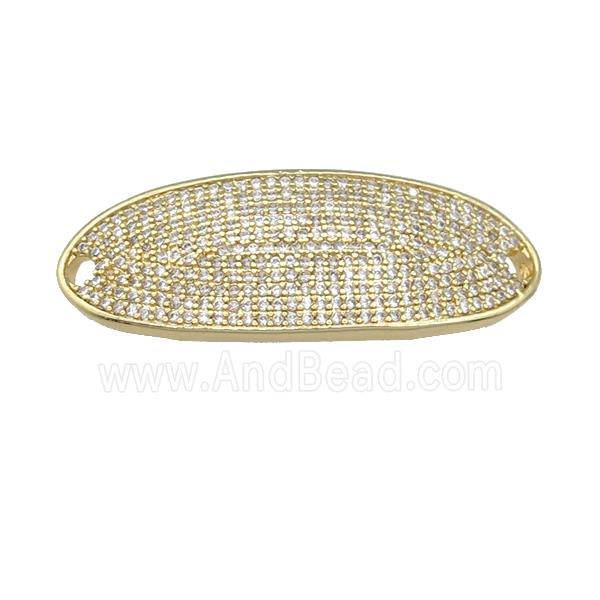 copper oval connector pave zircon, gold plated