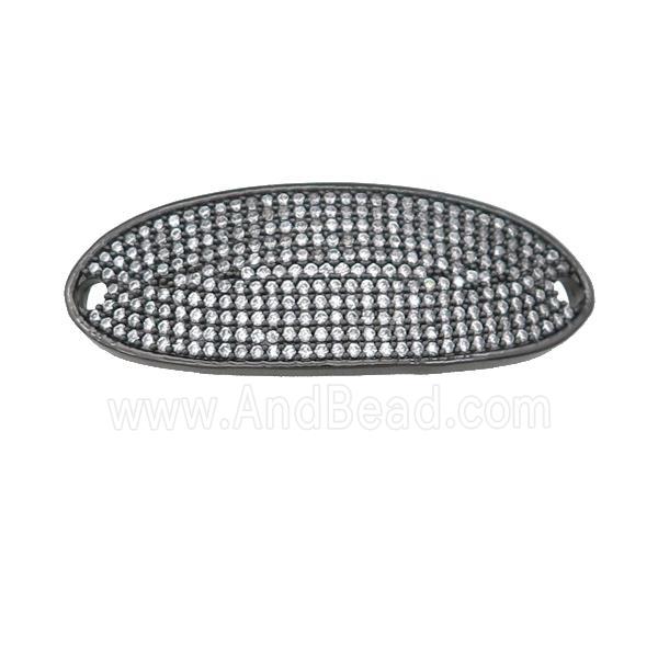 copper oval connector pave zircon, black plated