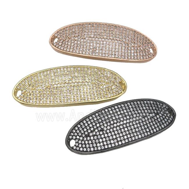 copper oval connector pave zircon, mixed