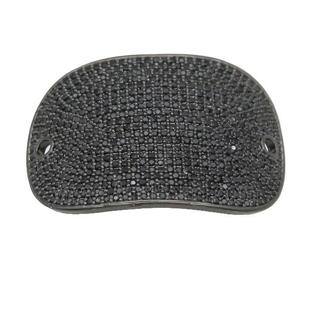 copper oval connector pave black zircon, black plated