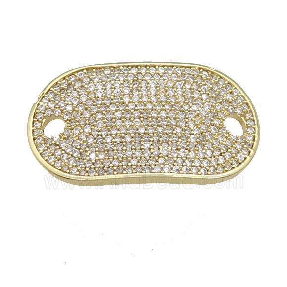 copper oval connector pave zircon, gold plated