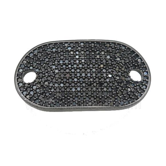 copper oval connector pave zircon, black plated