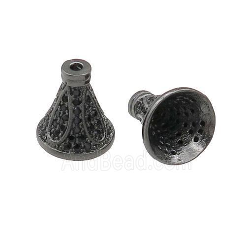 copper tassel bail pave zircon, black plated