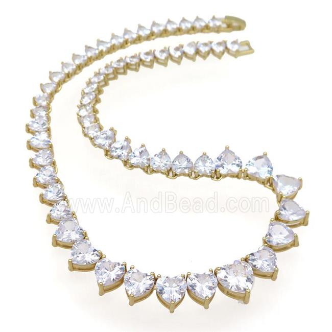 copper Necklace pave zircon, gold plated