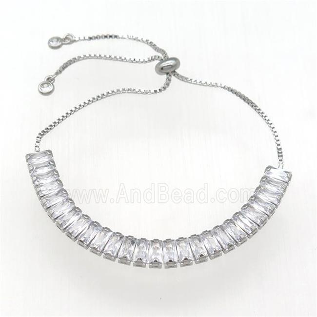 copper Bracelet pave zircon, platinum plated