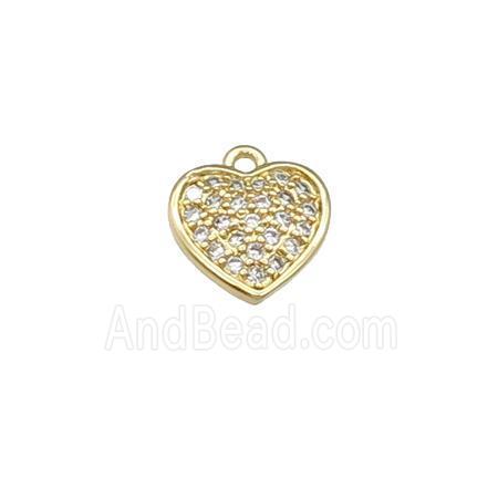 copper heart pendant pave zircon, gold plated