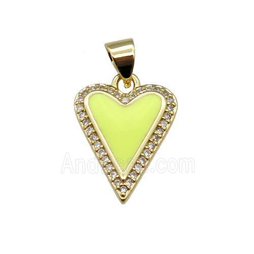copper Heart pendant pave zircon with yellow enamel, gold plated