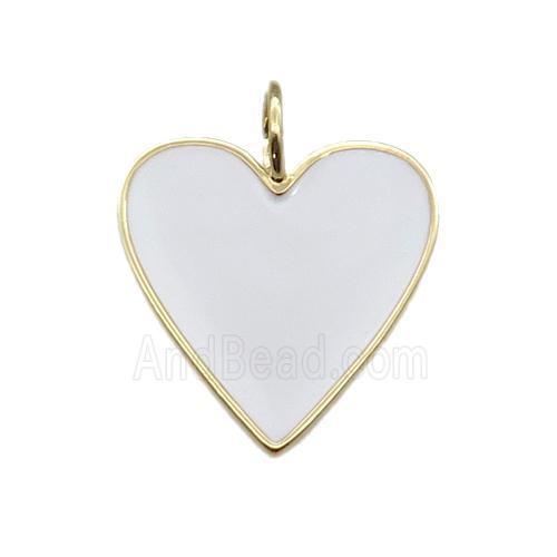 copper Heart pendant with white enamel, gold plated