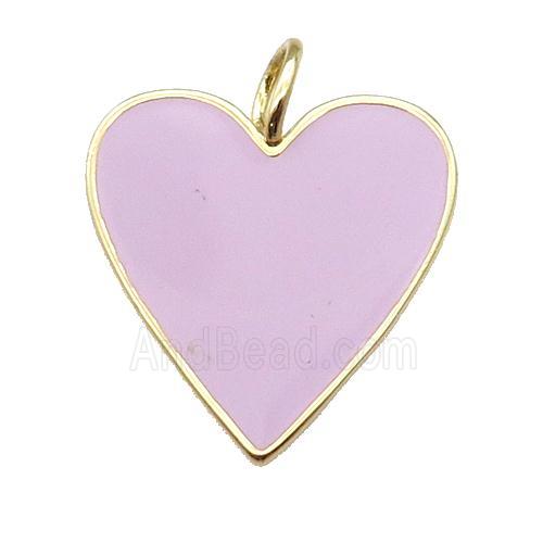 copper Heart pendant with pink enamel, gold plated