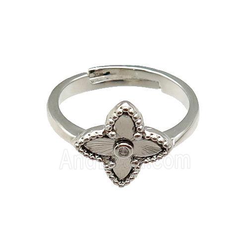 copper Star Ring, adjustable, platinum plated