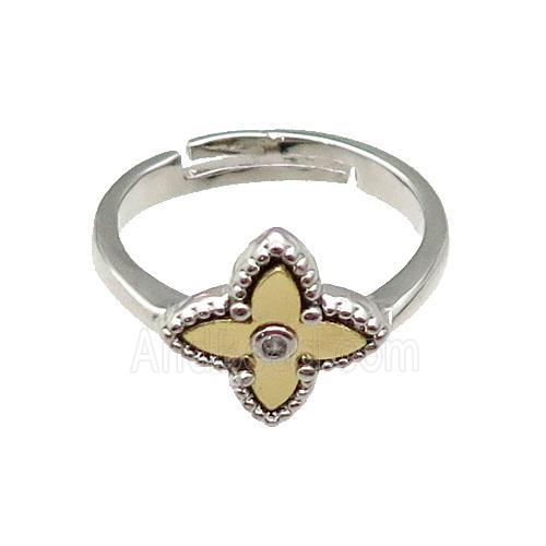 copper Star Ring, adjustable, platinum plated