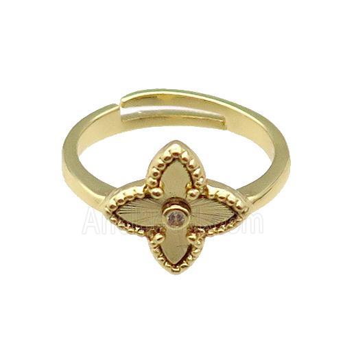 copper Star Ring, adjustable, gold plated