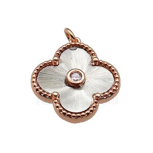 copper Clover pendant, platinum plated