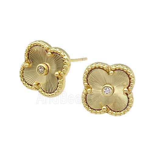 copper Clover Stud Earring, gold plated