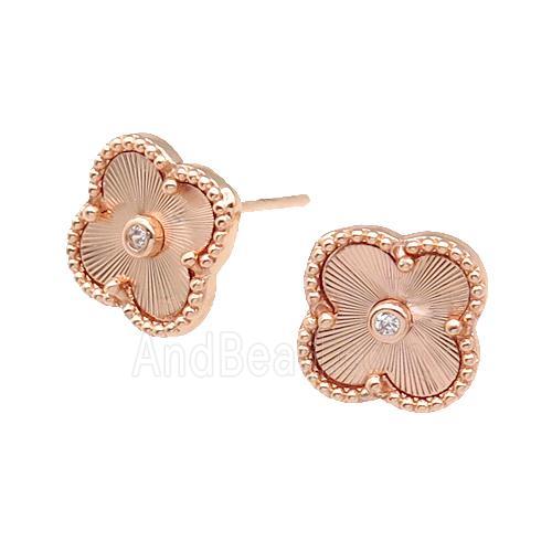 copper Clover Stud Earring, rose gold