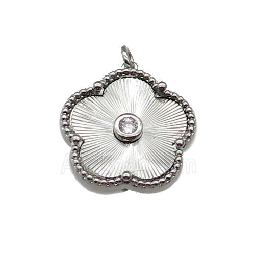copper Flower pendant, platinum plated