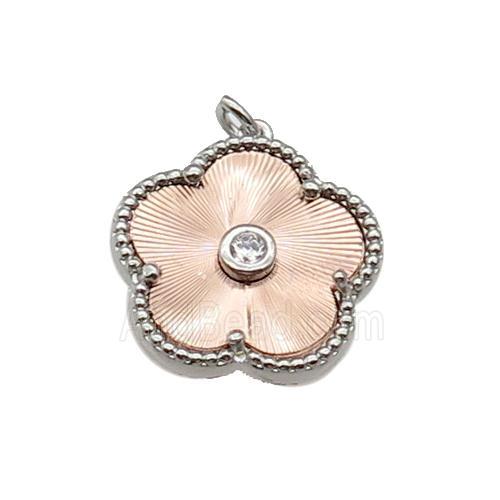 copper Flower pendant, rose gold