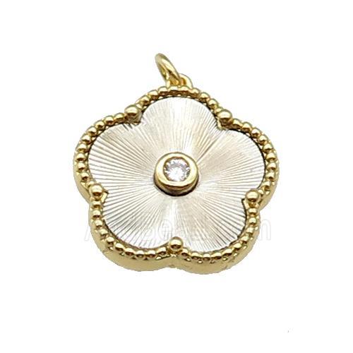copper Flower pendant, platinum plated