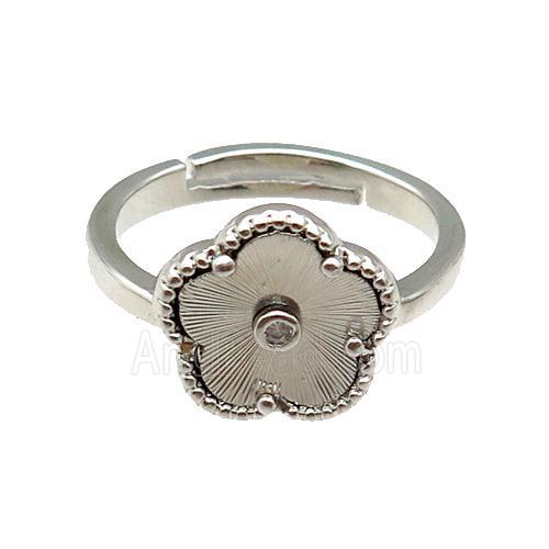 copper Flower Ring, adjustable, platinum plated