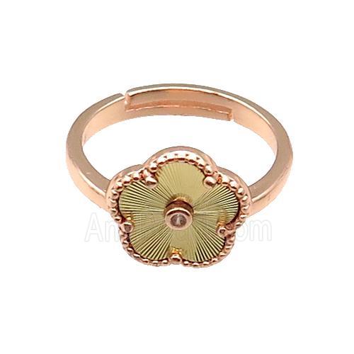 copper Flower Ring, adjustable, rose gold