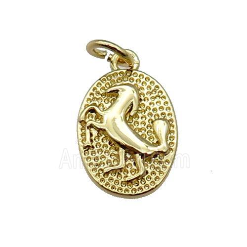 copper oval pendant, sheep, gold plated