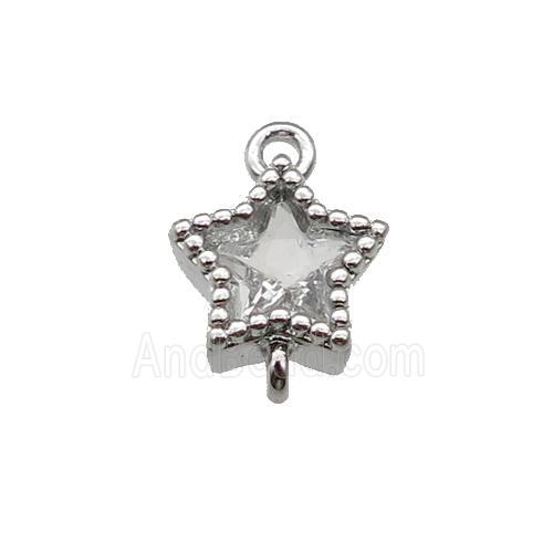 copper star connector paved zircon, platinum plated