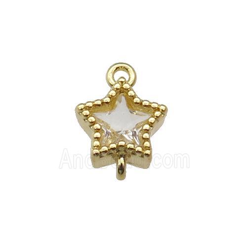 copper star connector paved zircon, gold plated