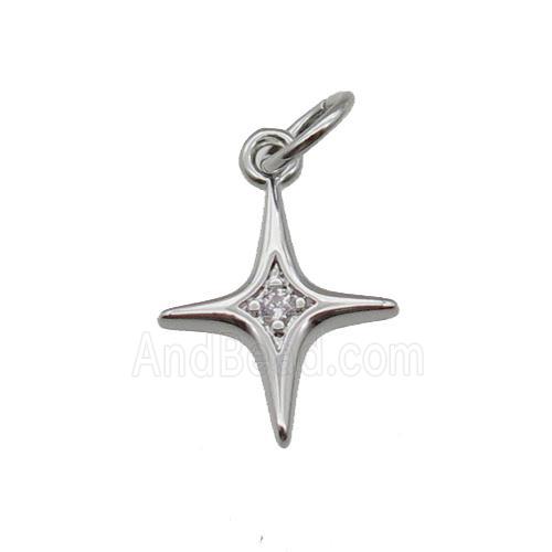 copper star pendant pave zircon, platinum plated