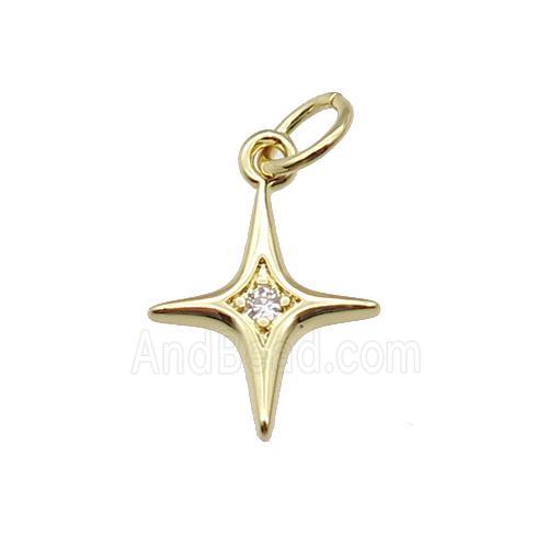 copper star pendant pave zircon, gold plated