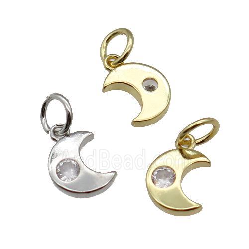 copper moon pendant pave zircon, mixed