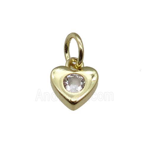 copper heart pendant pave zircon, gold plated