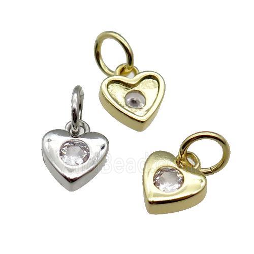 copper heart pendant pave zircon, mixed