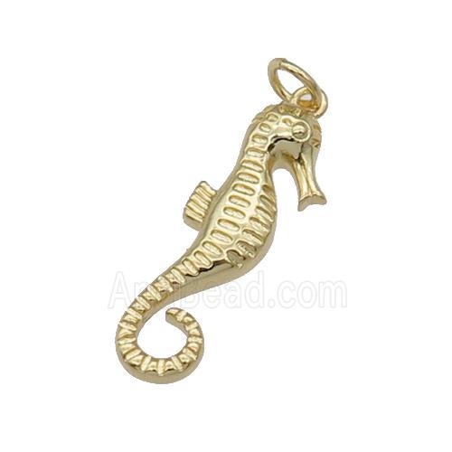 copper seahorse pendant, gold plated