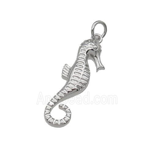 copper seahorse pendant, platinum plated