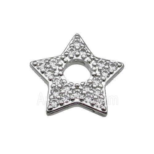 copper star pendant pave zircon, platinum plated