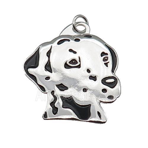 copper Dog charm pendant with black enamel, platinum plated