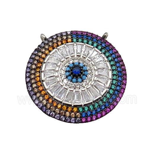 copper circle pendant paved zircon, platinum plated