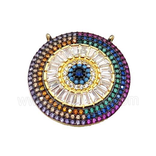 copper circle pendant paved zircon, gold plated