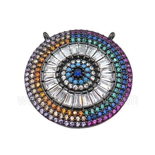 copper circle pendant paved zircon, black plated