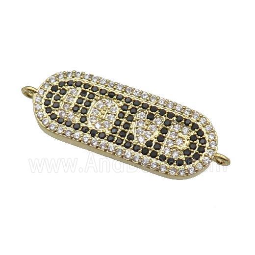 copper LOVE connector paved zircon, gold plated