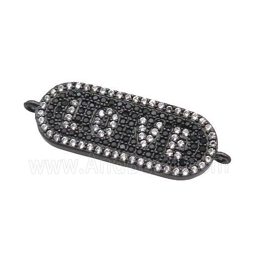 copper LOVE connector paved zircon, black plated