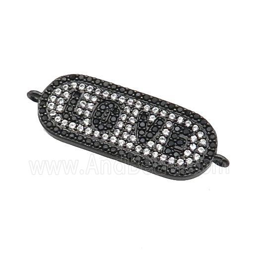 copper LOVE connector paved zircon, black plated