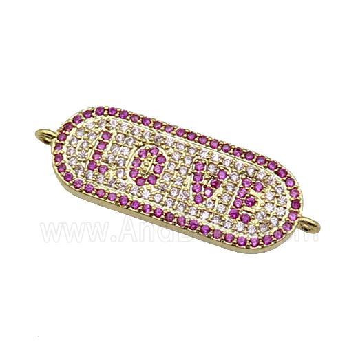 copper LOVE connector paved zircon, gold plated