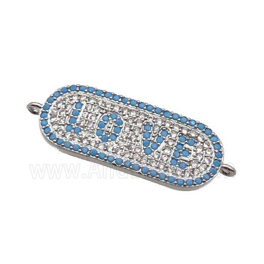 copper LOVE connector paved zircon, platinum plated