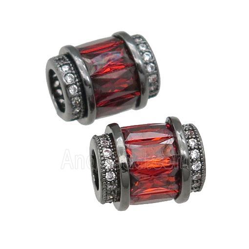 copper tube beads pave red zircon, black plated